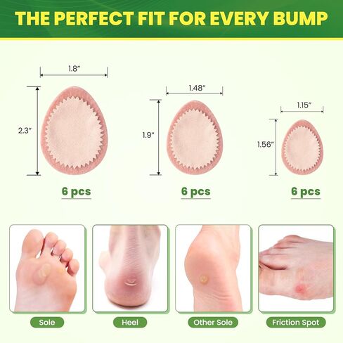 Corn & Callus Cushion Pads - 18Pcs Extra Thick Corn Pads for Feet - Self-Stick Adhesive Callus Cushions for Walking, Sport, Daily Use - Reduce Pressure and Friction from Shoes (Multi-Size) in Saudi Arabia