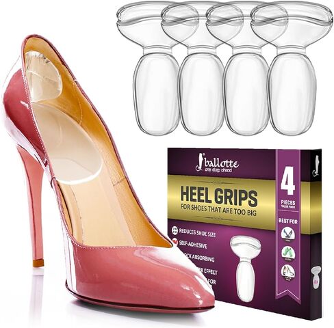 بطانات كعب من السيليكون الفاخر من Ballotte للأحذية. مقابض أو حشوات ناعمة للكعب للأحذية الكبيرة، تخفف من الانزلاق وعدم الراحة، بطانة مريحة للكعب العالي، عبوة من 8 قطع (طبيعية) in Kuwait