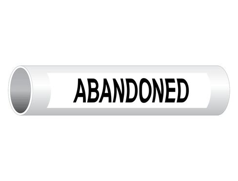 ComplianceSigns.com Abandoned (Black Legend On White Background) Pipe Label Decal, 8x2 inch 5-Pack Vinyl for Pipe Markers Pipeline/Utility in Saudi Arabia