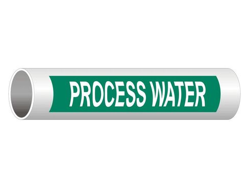 ComplianceSigns.com Process Water English + Spanish ASME A13.1 Pipe Label Decal, 8x2 in. 5-Pack Vinyl for Pipe Markers in Saudi Arabia