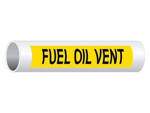 ComplianceSigns.com Fuel Oil Vent (Black Legend On Yellow Background) Pipe Label Decal, 8x2 inch 5-Pack Vinyl for Pipe Markers Pipeline/Utility in Saudi Arabia