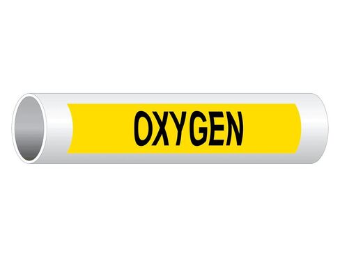 ComplianceSigns.com Oxygen (Black Legend On Yellow Background) Pipe Label Decal, 8x2 inch 5-Pack Vinyl for Pipe Markers Hazmat in Saudi Arabia