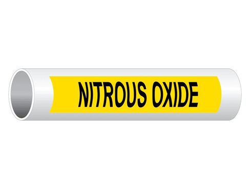 ComplianceSigns.com Nitrous Oxide (Black Legend On Yellow Background) Pipe Label Decal, 8x2 inch 5-Pack Vinyl for Pipe Markers Hazmat in Saudi Arabia