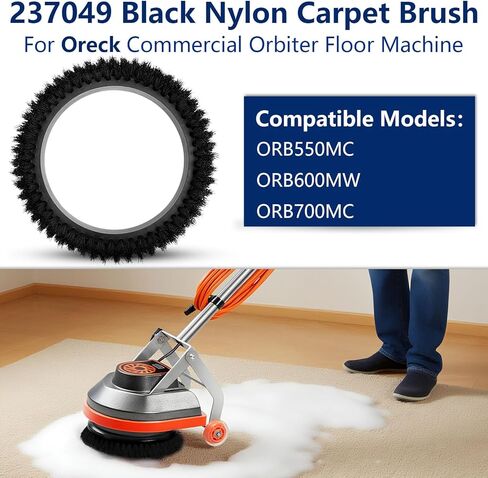 2 PACK 237049 Black Nylon Carpet Brush Replacement for Oreck Commercial ORB550MC, ORB600MW, ORB700MC Orbiter Floor Machines,12" Diameter, 0.012" Bristle Diameter in Kuwait