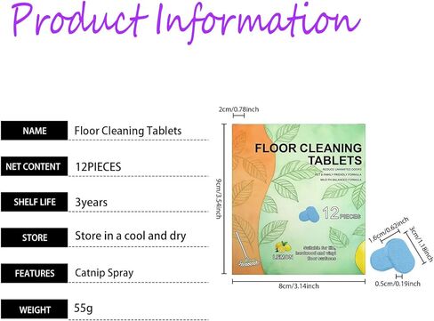 12 قطعة من أقراص تنظيف الأرضيات، محلول تنظيف قابل للذوبان تم قياسه مسبقًا للبلاط والفينيل والخشب الصلب ورائحة الليمون المنعشة، متوافق مع ممسحات الروبوت والمكانس الرطبة/الجافة (24 قطعة) in Kuwait