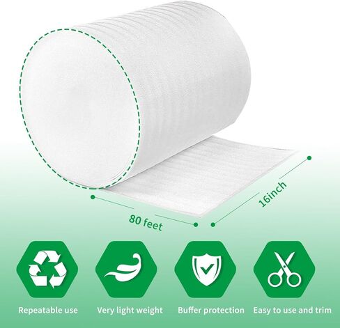 لوازم النقل، لفافة تغليف إسفنجية بعرض 40.64 سم × طول 20.32 سم، لحماية المواد الهشة، والأثاث، وتغليف وسائل النقل، وحشو الكرتون، مع 30 ملصقًا هشًا in Kuwait