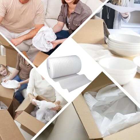 لوازم النقل، لفافة تغليف إسفنجية بعرض 40.64 سم × طول 20.32 سم، لحماية المواد الهشة، والأثاث، وتغليف وسائل النقل، وحشو الكرتون، مع 30 ملصقًا هشًا in Kuwait