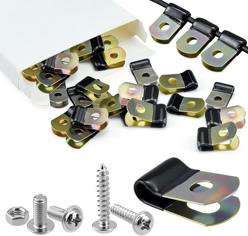 30 قطعة من مشابك خط الفرامل مقاس 3/16 بوصة مع براغي، مشابك كابلات معدنية مطلية بالزنك من الفولاذ الكربوني لملحقات السيارات وخطوط الفرامل ومشبك الأسلاك العامة in Kuwait