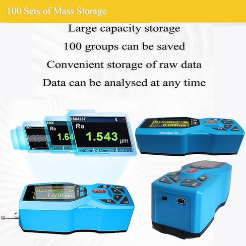 Surface Roughness Tester 20 Parameters Surface Roughness Meter Portable Surface Profilometer Profile Gauge Instruments Surftest with Range Ra Rz Real-time Clock Settings and Display in Kuwait