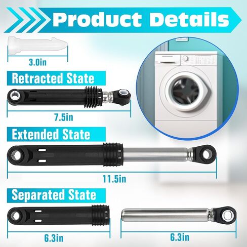 ACV72909503 ACV72909501 Washer Shock Absorber 3 Pack Compatible with LG Elite Washer Models WM3250HVA WM3570HWA WM3670HVA, Replaces AP5974356 PS11707466 3283589 Washing Machine Damper Assembly in Saudi Arabia