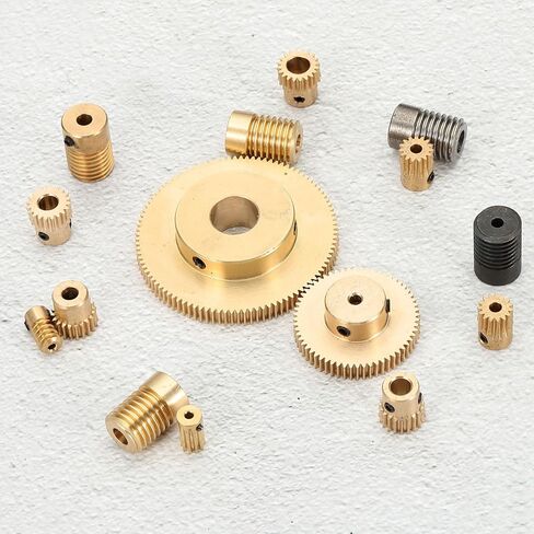 uxcell Worm Gear Set 10T 0.5 Module 10:1 Reduction Rate, Right Rotation Drive Gear Box Wheel Reduce Transmission Part (Brass Gear-2mm Bore, Brass Rod 1.98mm Bore) in Saudi Arabia