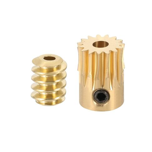uxcell Worm Gear Set 10T 0.5 Module 10:1 Reduction Rate, Right Rotation Drive Gear Box Wheel Reduce Transmission Part (Brass Gear-2mm Bore, Brass Rod 1.98mm Bore) in Saudi Arabia