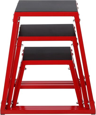 Plyometric Jump Box Set 12/18/24 Inch, Steel Jump Plyo Box with Anti-Slip Platform for Home Gym, Strength Training & Conditioning Workouts for Men and Women, Red in Saudi Arabia