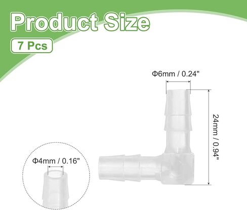 MECCANIXITY 7pcs Hose Barb 90 Degree Elbow l Fitting, 4/5" OD Plastic Hose Barb Pipe Fitting Splicer Mender Joint Adapter for Water Liquid Fuel Line Tube, Clear in Saudi Arabia
