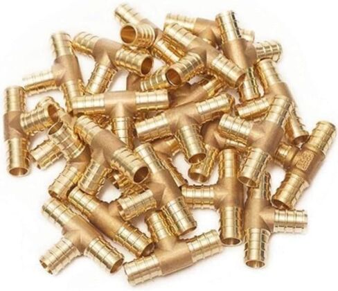 VENTRAL PEX Fittings, 10 3/4 x 3/4 x 3/4 Inch PEX Barbed Tee Connector Fitting Crimp Brass for PEX Pipe Tubing, No Lead in Kuwait
