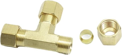 1 Piece Brass Compression T Tube Fitting , Union Tee Connector，5/16" x 5/16" x 5/16" Tube OD in Saudi Arabia