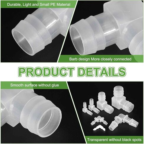 MECCANIXITY 2pcs Hose Barb 90 Degree Elbow l Fitting, 23/32" OD Plastic Hose Barb Pipe Fitting Splicer Mender Joint Adapter for Water Liquid Fuel Line Tube, Clear in Saudi Arabia