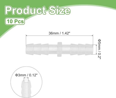 MECCANIXITY 10pcs Plastic Hose Barb Fitting, 3/16" Barbed Hose Pipe Fitting Splicer Mender Joint Adapter for Water Liquid Fuel Line Tube, Clear in Saudi Arabia
