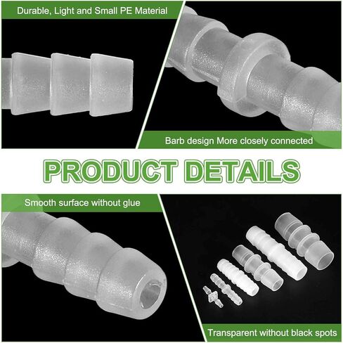 MECCANIXITY 10pcs Plastic Hose Barb Fitting, 3/16" Barbed Hose Pipe Fitting Splicer Mender Joint Adapter for Water Liquid Fuel Line Tube, Clear in Saudi Arabia