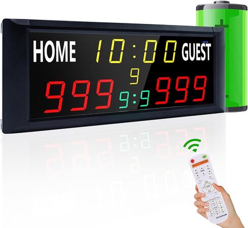 YZ 16" Large Electronic Scoreboard with Remote, Bright LED Scoreboard for Outdoor Games, Digital Scoreboard with Timer Clock, Portable Score Keeper for Football/Basketball/Cornhole/Volleyball in Saudi Arabia