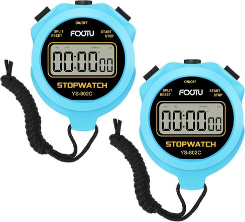 مؤقت ساعة توقيت أساسي بسيط من FCXJTU مكون من قطعتين، فقط وضع ساعة التوقف بدون أجراس، بدون ساعة، بدون منبه، ساعة إيقاف صامتة نقية مع تشغيل/إيقاف للأطفال المدربين الرياضيين (أسود) in Kuwait