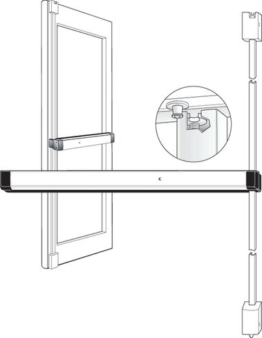 8211-36 Surface Vertical Rod Exit Device – Standard Duty SVR Panic Bar for Aluminum and Metal Doors, 36" Length, Compatible with ASSA ABLOY Type Hardware in Saudi Arabia