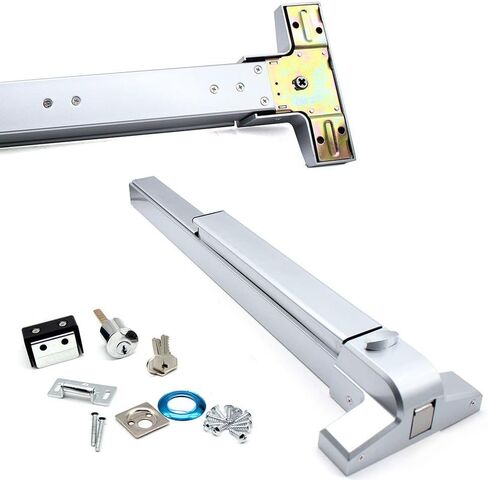 Lock TBVECHI Push Bar Panic Push Exit Device Door Emergency Exit Latches Lock Commercial Single Fire Lock Wood Metal Door Panic Exit Bar with Door Knob in Kuwait