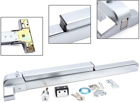 Lock TBVECHI Push Bar Panic Push Exit Device Door Emergency Exit Latches Lock Commercial Single Fire Lock Wood Metal Door Panic Exit Bar with Door Knob in Kuwait