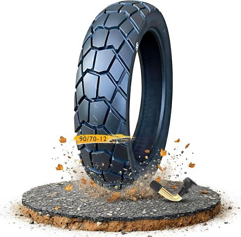 إطار 90/70-12، 90 70 12 نيوماتيكو 8PR، غلاف من النايلون المقوى بدون أنابيب، تصنيف تحميل 46 لتر، الحد الأقصى للحمل 374 رطلًا، مداس كتلة مركبة شبه ناعمة، ضغط مقدر 300 كيلو باسكال in Kuwait