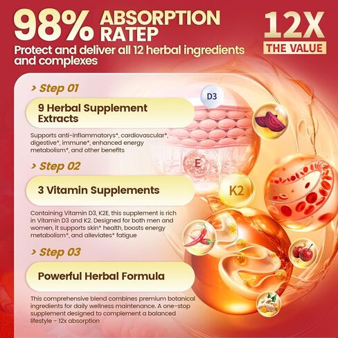 Cayenne Pepper Drops Supplement Liquid + Liposomal Tech 98% Absorption, Supports* Leg Vein, Heart & Blood Vessel* Health + Vitamin E D3+K2 & Extracts of Grape Seed, Hawthorn, Beetroot, Berberine in Kuwait