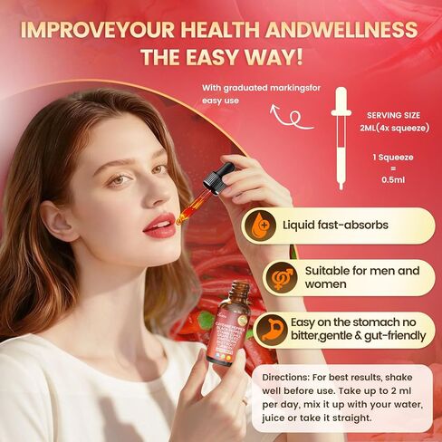 Cayenne Pepper Drops Supplement Liquid + Liposomal Tech 98% Absorption, Supports* Leg Vein, Heart & Blood Vessel* Health + Vitamin E D3+K2 & Extracts of Grape Seed, Hawthorn, Beetroot, Berberine in Kuwait