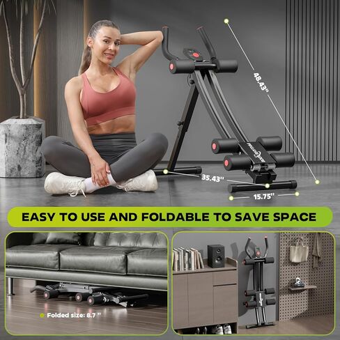 BODY RHYTHM Dual-Track Ab Machine with 4 Adjustable Heights, Foldable Core & Abdominal Exercise Machine, Total AB Workout Equipment for Home Gym, Ab Women Exercise Fitnes Trainer. in Kuwait