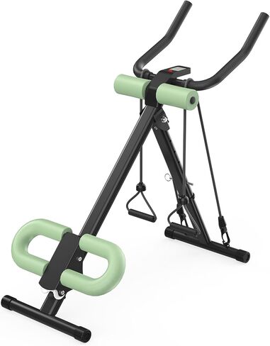 جهاز 4 في 1 لتمرين المعدة، جهاز تدريب عضلات البطن قابل للتعديل مع شاشة LCD، جهاز تمرين عضلات البطن قابل للطي مع حماية للركبة والظهر، سعة تحميل 400 رطل، للجنسين، أخضر in Kuwait