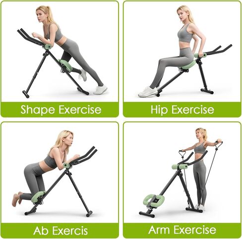 جهاز 4 في 1 لتمرين المعدة، جهاز تدريب عضلات البطن قابل للتعديل مع شاشة LCD، جهاز تمرين عضلات البطن قابل للطي مع حماية للركبة والظهر، سعة تحميل 400 رطل، للجنسين، أخضر in Kuwait