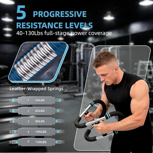 Adjustable Twister Arm Exerciser - Spring Workout Bar for Forearm, Triceps & Chest Strengthening, Portable Home Gym Fitness Equipment for Men & Women in Saudi Arabia
