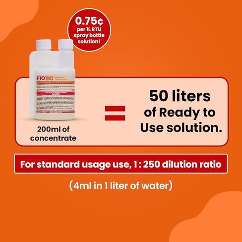 F10 SC Concentrated Veterinary Disinfectant for Kennels, Litter Box, Cage, Terrariums, Habitats, Vet Practices - 200 ml (6.8oz) in Kuwait