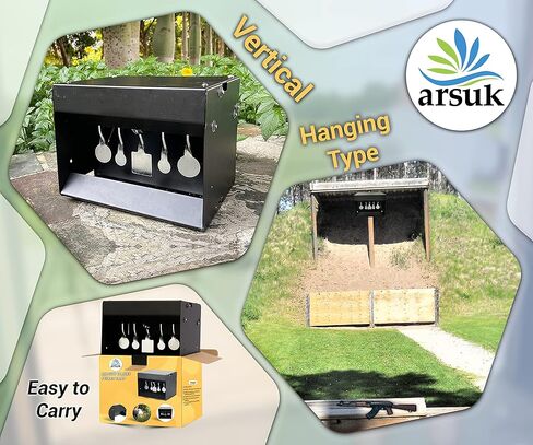 ARSUK Pellet Gun Target Trap with Resetting Center Shot – Metal Bullet Trap for BB Guns, Pellet Guns, and Airsoft – 7x6.2x6.2 Inch Pellet Target Trap for Indoor & Outdoor Shooting Practice in Kuwait