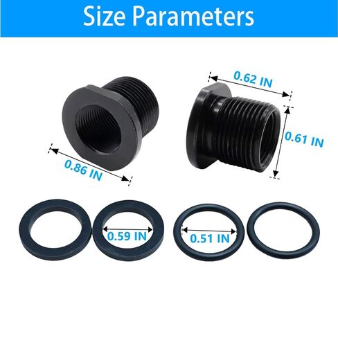 محولات الخيوط والحلقات المطاطية على شكل حرف O، مجموعة بديلة، 1/2 * 28، 5/8 * 24، أسود (عبوتان) in Kuwait