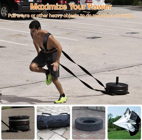 Resistance Harness for Strength Training, Pull Sled Drag Kit with Padded Straps, Adjustable Running Workout Gear for Athletes, Football and Endurance Training in Saudi Arabia