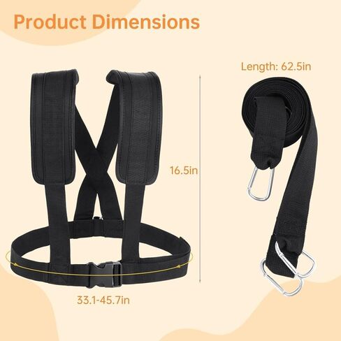 Resistance Harness for Strength Training, Pull Sled Drag Kit with Padded Straps, Adjustable Running Workout Gear for Athletes, Football and Endurance Training in Saudi Arabia