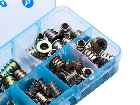 Lock Nuts Kit, 70Pcs/Set M4/M5/M6*8/10/13 Zinc Alloy Thread for Wood Insert Nut Hex Drive Head Furniture Nuts Assortment Kit in Saudi Arabia