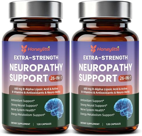Alpha Lipoic Acid Neuropathy Supplements - with 600mg R-Alpha Lipoic Acid, NAC, ALC, Active Vitamin B12 B1 B2 B6, Magnesium - for Nerve Heath, Liver Detox, Antioxidant & Mental Support in Saudi Arabia