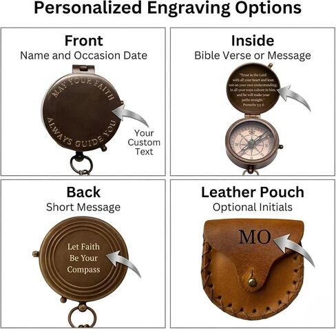 هدايا تأكيد شخصية للأولاد - بوصلة مسيحية منقوشة مخصصة للابن أو الحفيد أو الابن - هدية تذكارية دينية للمناولة الأولى in Kuwait