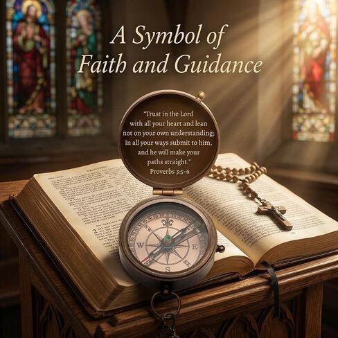 هدايا تأكيد شخصية للأولاد - بوصلة مسيحية منقوشة مخصصة للابن أو الحفيد أو الابن - هدية تذكارية دينية للمناولة الأولى in Kuwait