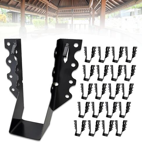 20 PCS 2x8 Joist Hanger,Black Powder-Coated,18 Gauge Galvanizing Face Mount,for Rafter Hurricane Ties Joist Hangers, Tie Brackets for Floor Deck and Ceiling Trusses (2"x 8", 20PCS) in Kuwait