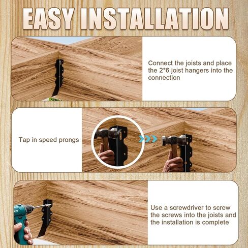 20 PCS 2x8 Joist Hanger,Black Powder-Coated,18 Gauge Galvanizing Face Mount,for Rafter Hurricane Ties Joist Hangers, Tie Brackets for Floor Deck and Ceiling Trusses (2"x 8", 20PCS) in Kuwait