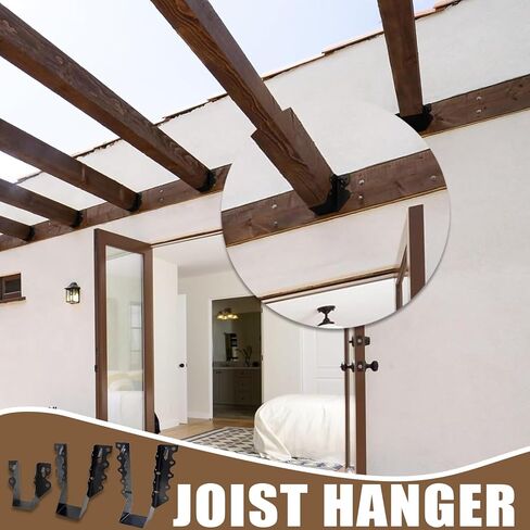 20 PCS 2x8 Joist Hanger,Black Powder-Coated,18 Gauge Galvanizing Face Mount,for Rafter Hurricane Ties Joist Hangers, Tie Brackets for Floor Deck and Ceiling Trusses (2"x 8", 20PCS) in Kuwait