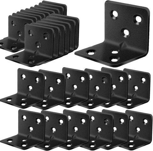 80Pcs Stainless Steel Angle Brackets,1.2" x 1.2" x 1.5" Wide Small Corner Brace for Joining Furniture, Heavy Duty 90 Degree L Shape Corner Bracket, Right Angle Bracket for Wood Cabinets Furniture in Kuwait