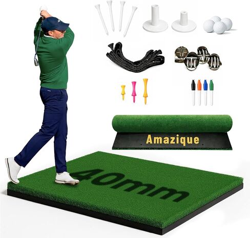 38mm Premium 5x4 Golf Mat- Trusted by PGA Pros, Extra Thick Grass Turf for Indoor/Outdoor Practice - Durable, Non-Slip Design Including Golf Accessories - Golf Gifts for Men, Women, Kids in Saudi Arabia