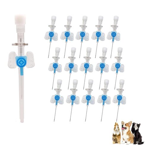 Animal IV Catheter Needles for Veterinary, Sterile Pet Catheter Needles with Filling Valve for Dog Cat Small Animals, 10pcs 22G Blue in Saudi Arabia